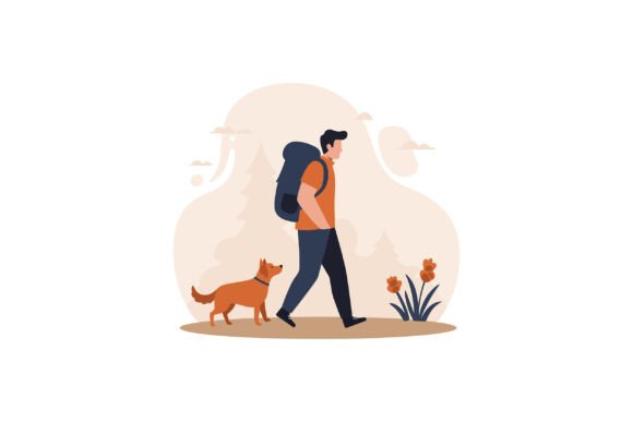 Bringing Motion to Design: The Man Walking with Dog in Nature Illustration
