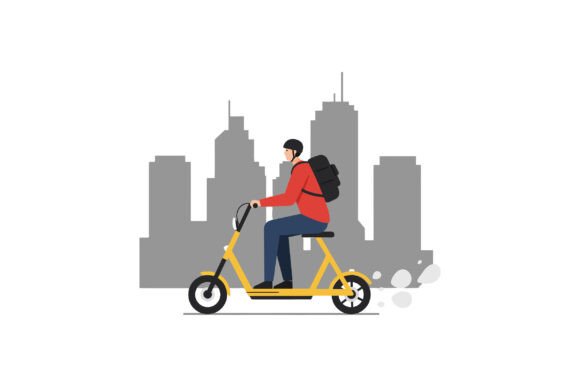Capture Motion and Energy: Using a Yellow Electric Scooter Graphic