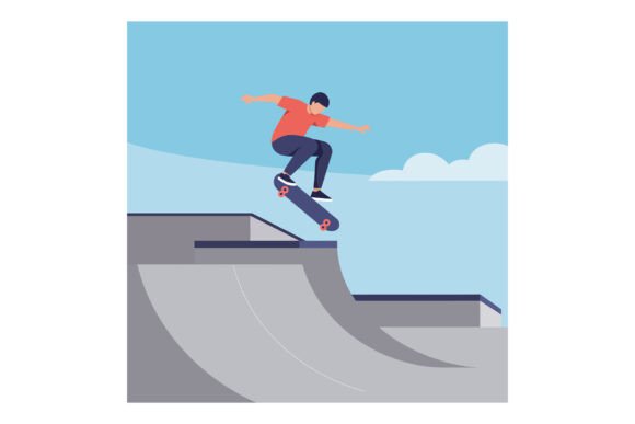 Dynamic Energy: The Skateboarder Performing Trick Vector for Design