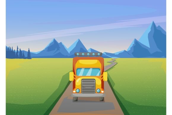 Front View of Big Truck Driving Down Roa: A Visual Journey