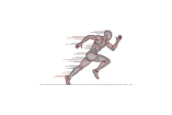 Futuristic Humanoid Athlete Sprinting Wi: Speed in Every Glyph