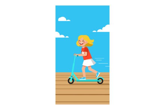 Girl Riding Electric Scooter Outdoor: Capturing Energetic Motion
