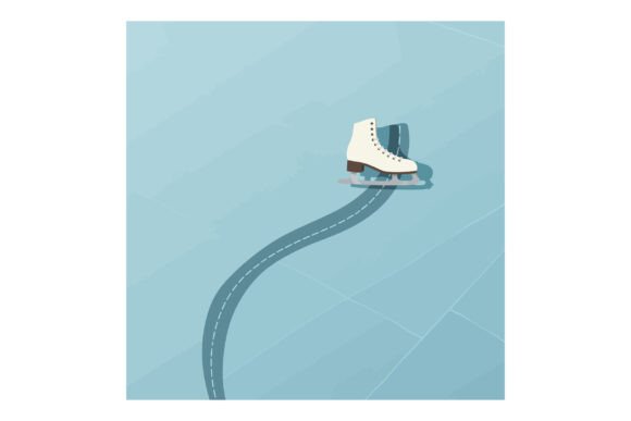 White Ice Skate on Smooth Icy Surface: A Font of Winter Elegance